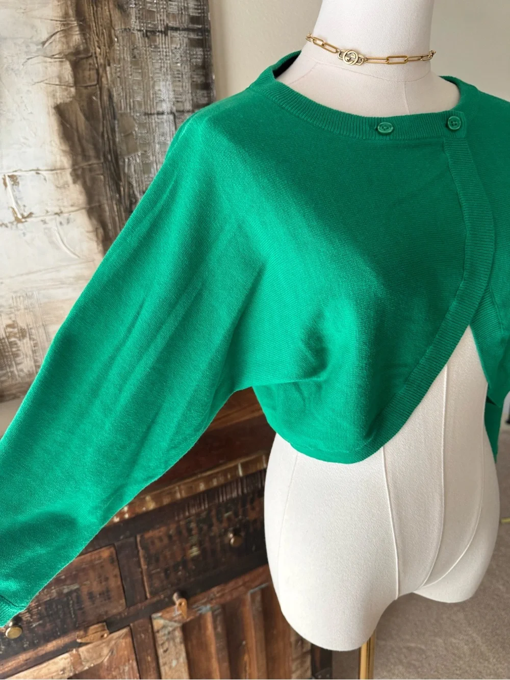 CAbi Jelly Bean Green Piccolo Shrug - M - Picture 6 of 12